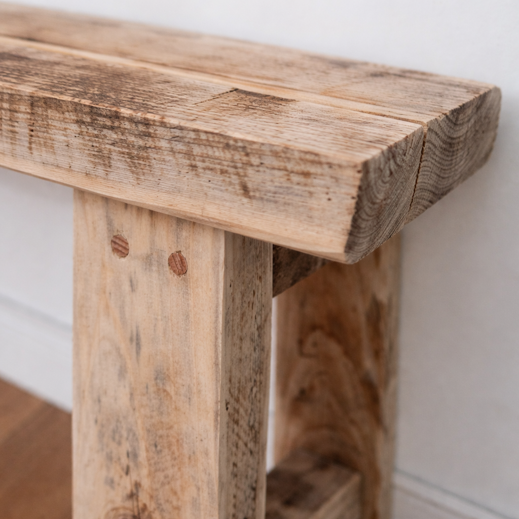 Rustic Wooden Bench Reclaimed Wood | Handmade Solid Wood Bench | Entryway Dining Bench Minimalist