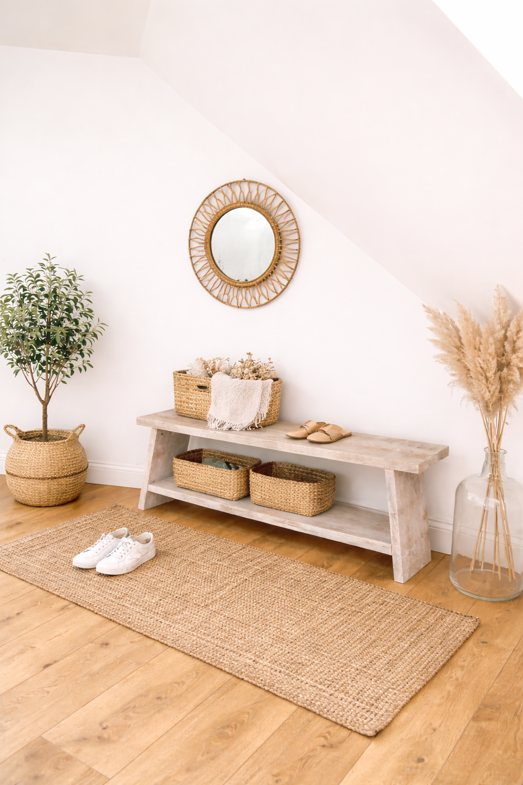 Rustic Reclaimed Wood Bench | Handmade Farmhouse Entryway Seat | Small Wooden Hallway Bench